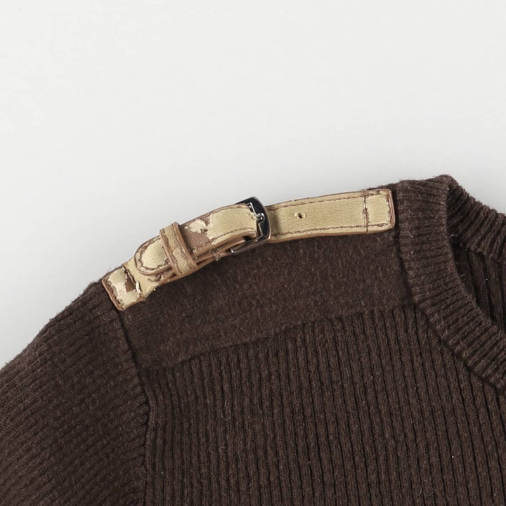 Ralph Lauren LAUREN Ribbed Cotton Knit Sweater, Women's Size L cotton brown type Vintage Second Hand