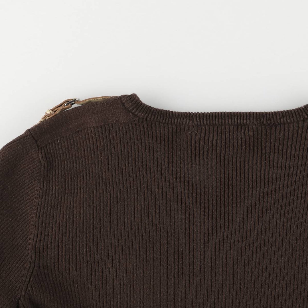 Ralph Lauren LAUREN Ribbed Cotton Knit Sweater, Women's Size L cotton brown type Vintage Second Hand