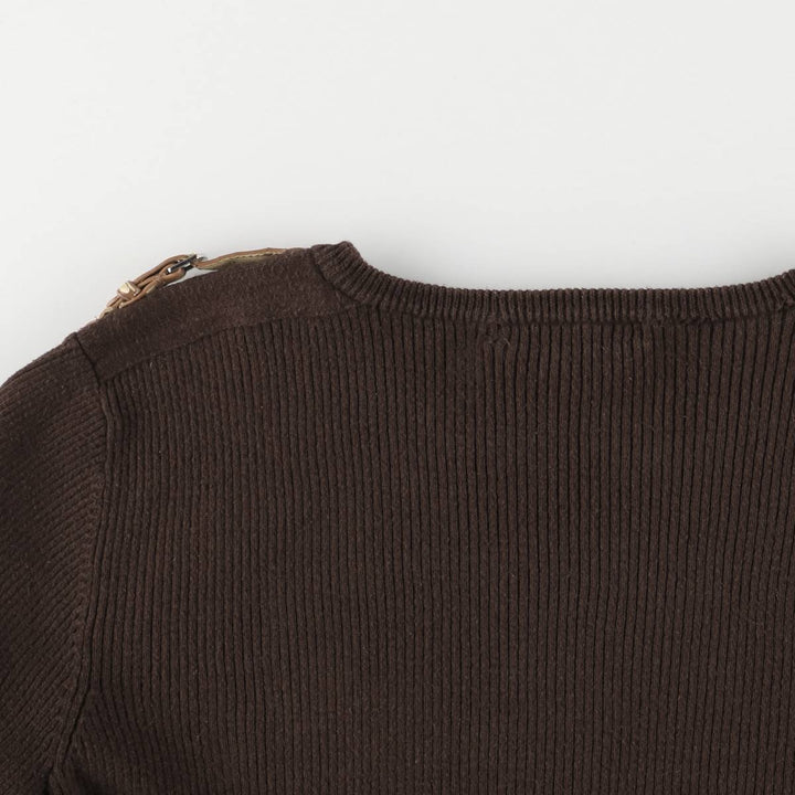 Ralph Lauren LAUREN Ribbed Cotton Knit Sweater, Women's Size L cotton brown type Vintage Second Hand