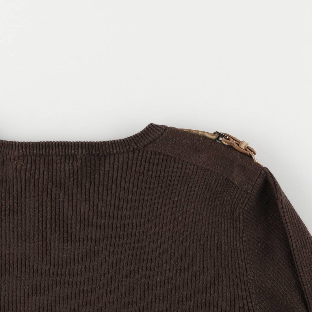 Ralph Lauren LAUREN Ribbed Cotton Knit Sweater, Women's Size L cotton brown type Vintage Second Hand