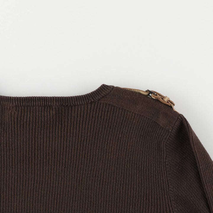 Ralph Lauren LAUREN Ribbed Cotton Knit Sweater, Women's Size L cotton brown type Vintage Second Hand