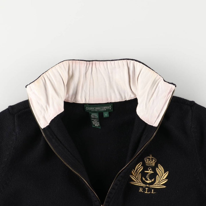 Ralph Lauren Jeans Company Cotton Knit Half-Zip Sweater, Women's Size Small cotton black type Vintage Second Hand