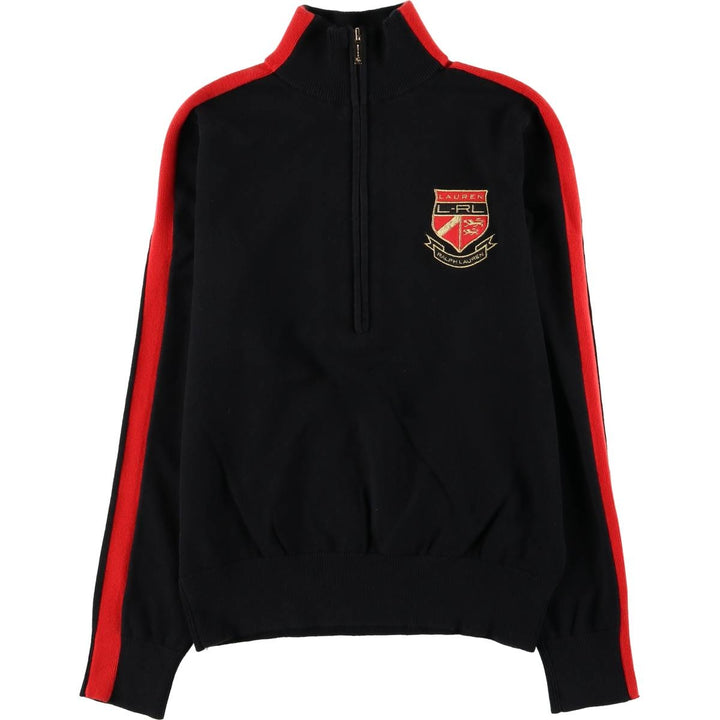 Ralph Lauren LAUREN ACTIVE Cotton Knit Half-Zip Sweater, Women's Size L cotton black type Vintage Second Hand
