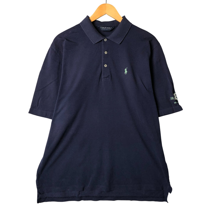 Ralph Lauren POLO GOLF Polo Golf short sleeve polo shirt for men size L Pima Cotton navy blue type Vintage Second Hand