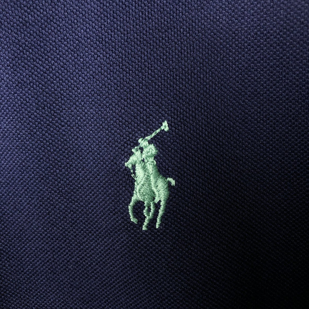 Ralph Lauren POLO GOLF Polo Golf short sleeve polo shirt for men size L Pima Cotton navy blue type Vintage Second Hand