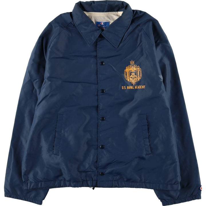 Vintage 1990'S Champion USNA Naval Academy College Coach's Jacket, Made in USA, Men's XL Nylon navy blue type Vintage Second Hand