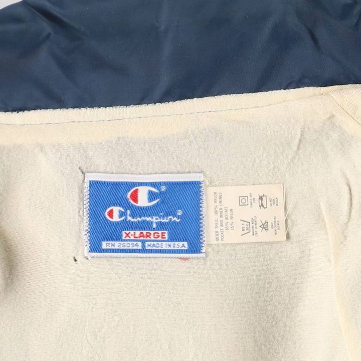 Vintage 1990'S Champion USNA Naval Academy College Coach's Jacket, Made in USA, Men's XL Nylon navy blue type Vintage Second Hand