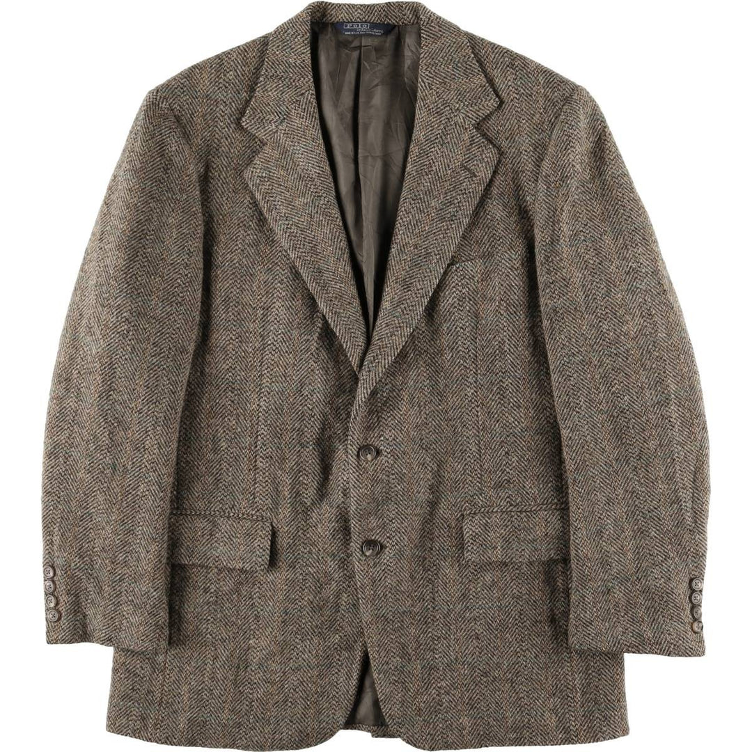 90'S Ralph Lauren POLO by Ralph Lauren Check Pattern Tailored Jacket, Made in USA, Men's Size L unclear beige type brown Vintage Second Hand