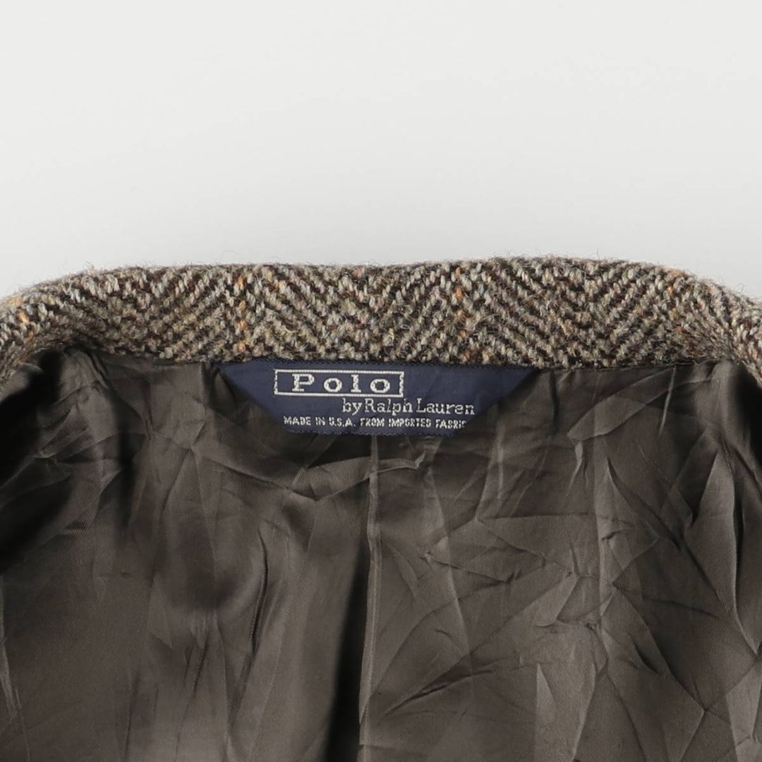 90'S Ralph Lauren POLO by Ralph Lauren Check Pattern Tailored Jacket, Made in USA, Men's Size L unclear beige type brown Vintage Second Hand