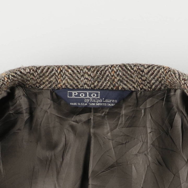 90'S Ralph Lauren POLO by Ralph Lauren Check Pattern Tailored Jacket, Made in USA, Men's Size L unclear beige type brown Vintage Second Hand