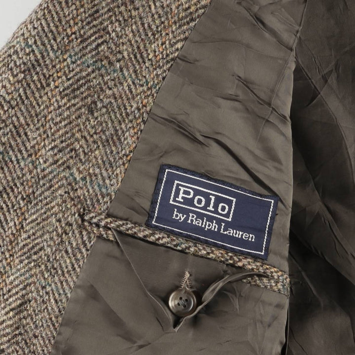 90'S Ralph Lauren POLO by Ralph Lauren Check Pattern Tailored Jacket, Made in USA, Men's Size L unclear beige type brown Vintage Second Hand