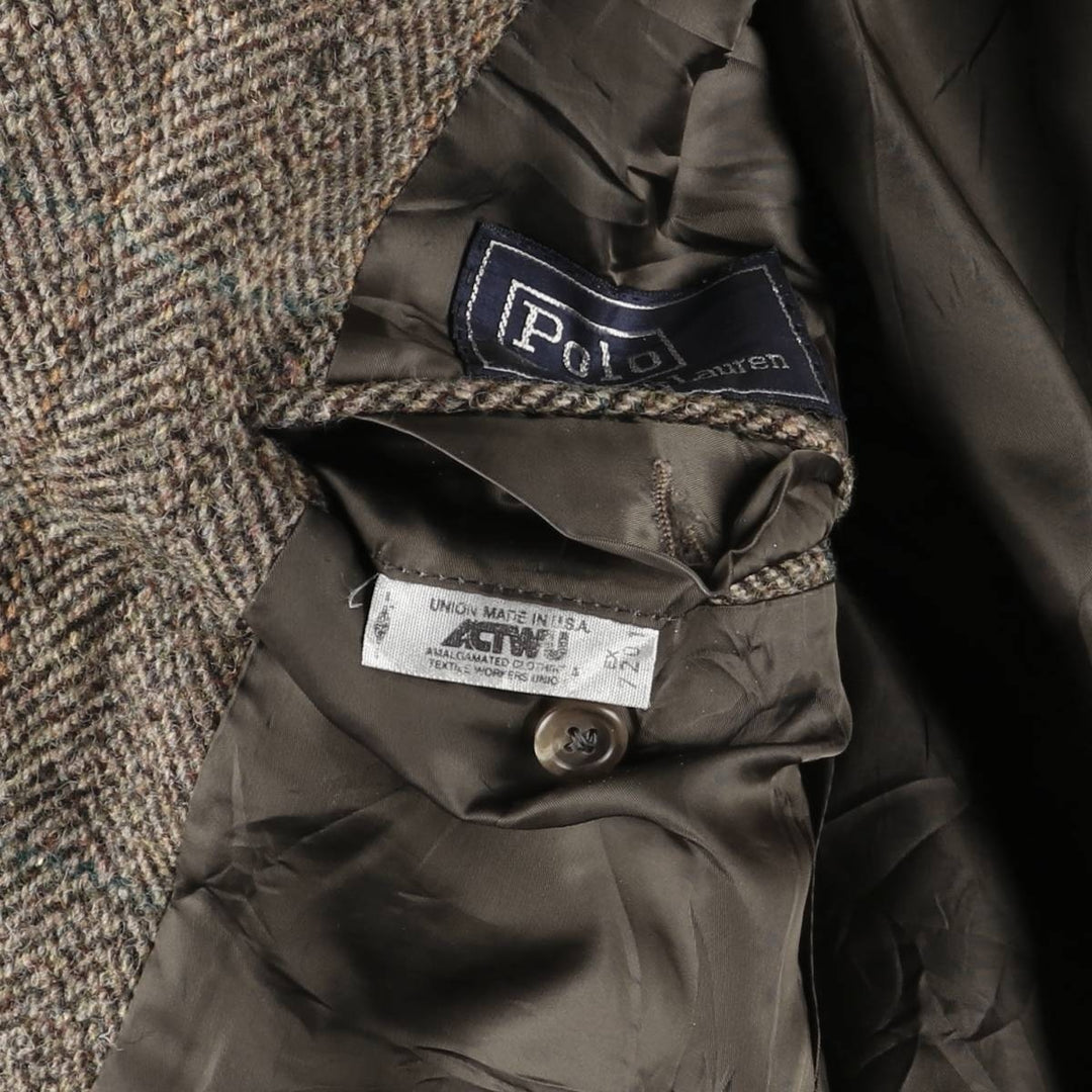 90'S Ralph Lauren POLO by Ralph Lauren Check Pattern Tailored Jacket, Made in USA, Men's Size L unclear beige type brown Vintage Second Hand