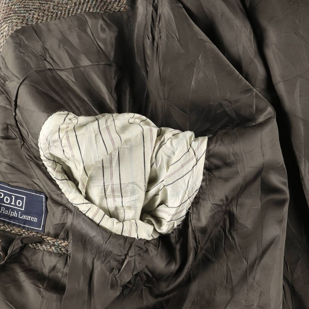 90'S Ralph Lauren POLO by Ralph Lauren Check Pattern Tailored Jacket, Made in USA, Men's Size L unclear beige type brown Vintage Second Hand