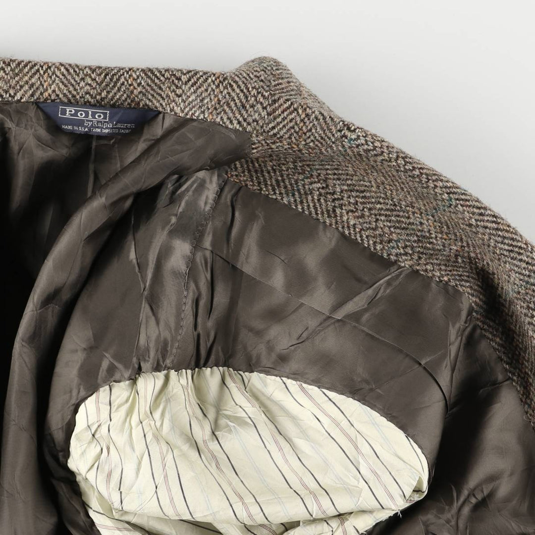 90'S Ralph Lauren POLO by Ralph Lauren Check Pattern Tailored Jacket, Made in USA, Men's Size L unclear beige type brown Vintage Second Hand