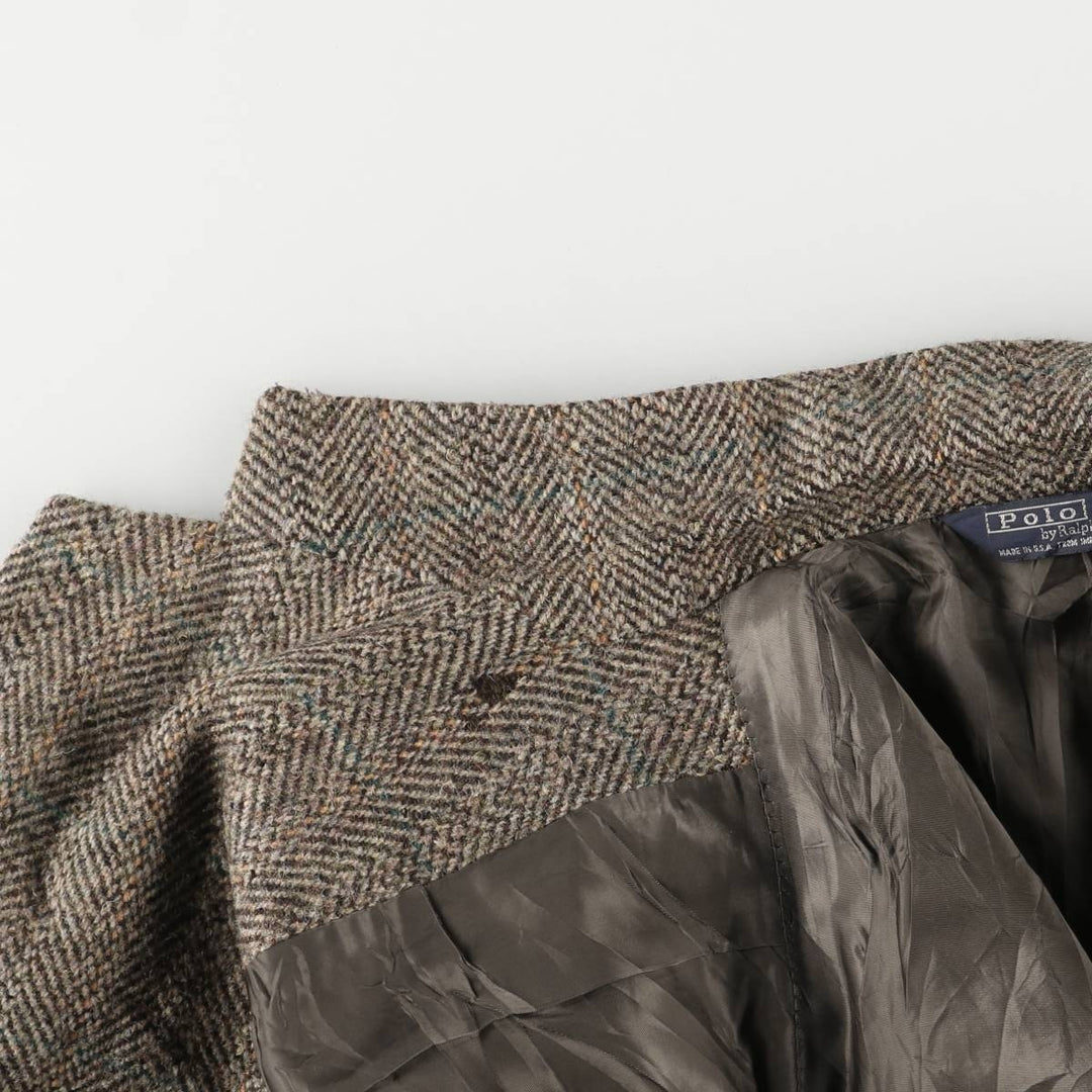 90'S Ralph Lauren POLO by Ralph Lauren Check Pattern Tailored Jacket, Made in USA, Men's Size L unclear beige type brown Vintage Second Hand