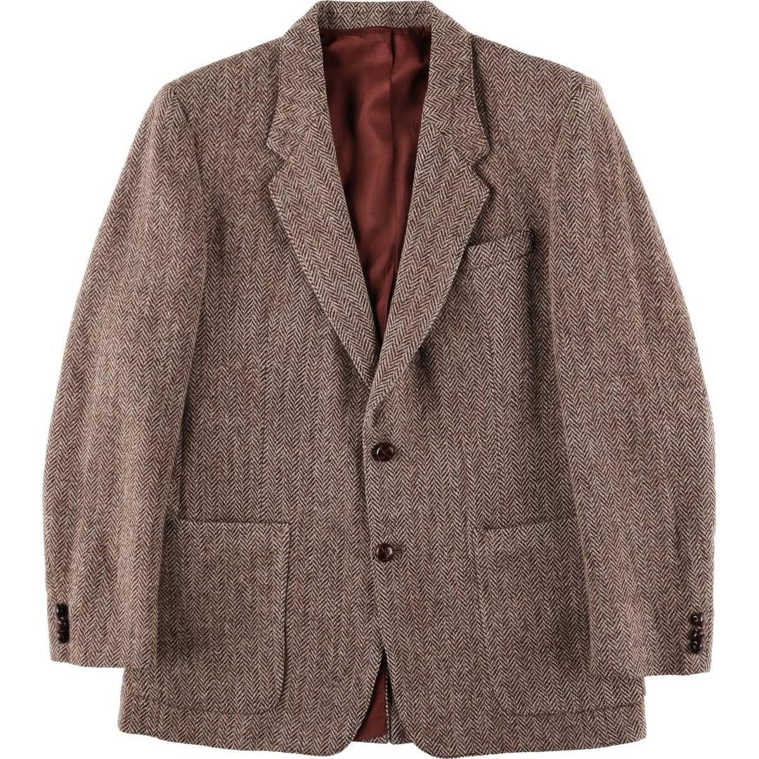 Vintage 1990'S Simpsons Harris Tweed Herringbone Wool Tailored Jacket, Men's Size Medium wool brown type Vintage Second Hand