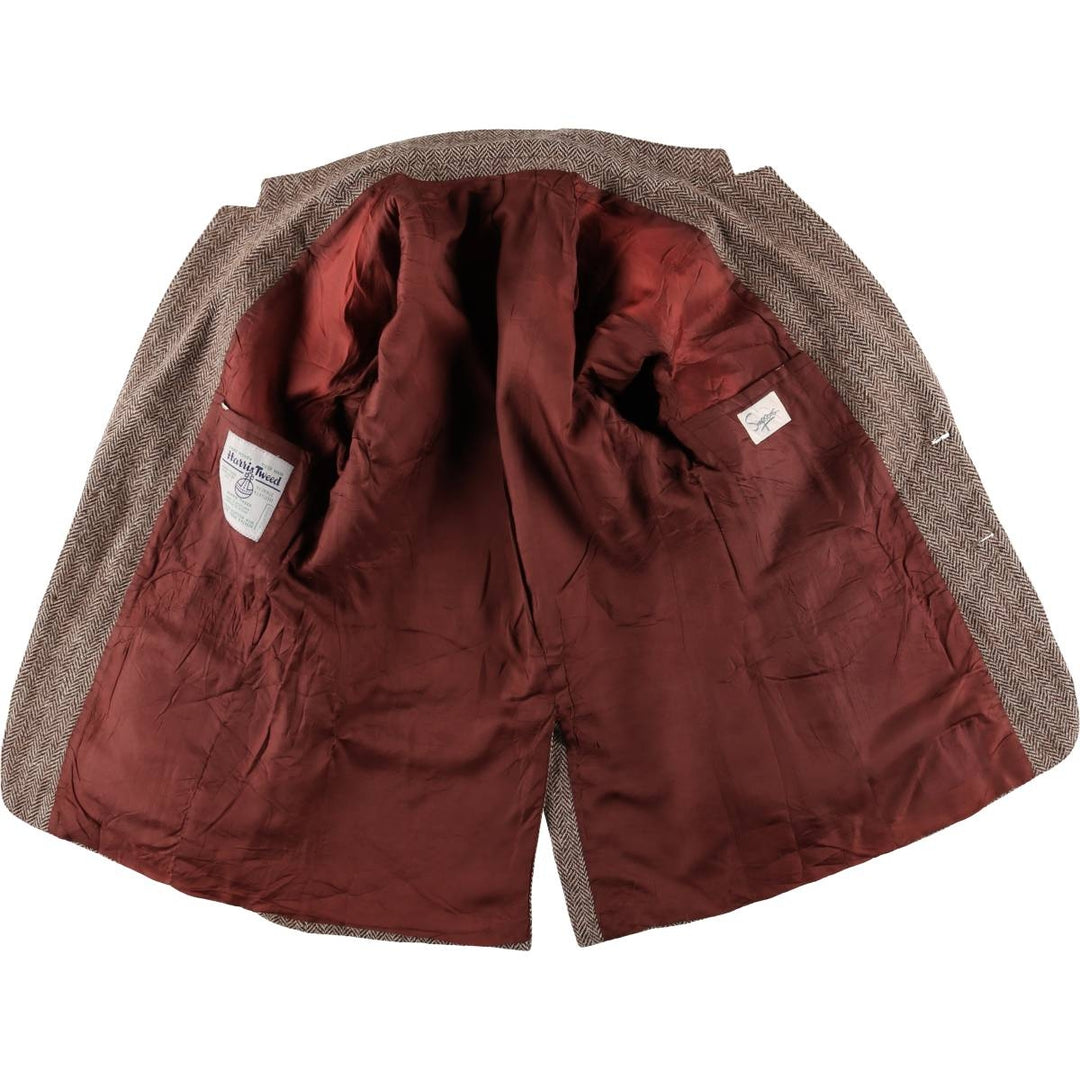 Vintage 1990'S Simpsons Harris Tweed Herringbone Wool Tailored Jacket, Men's Size Medium wool brown type Vintage Second Hand