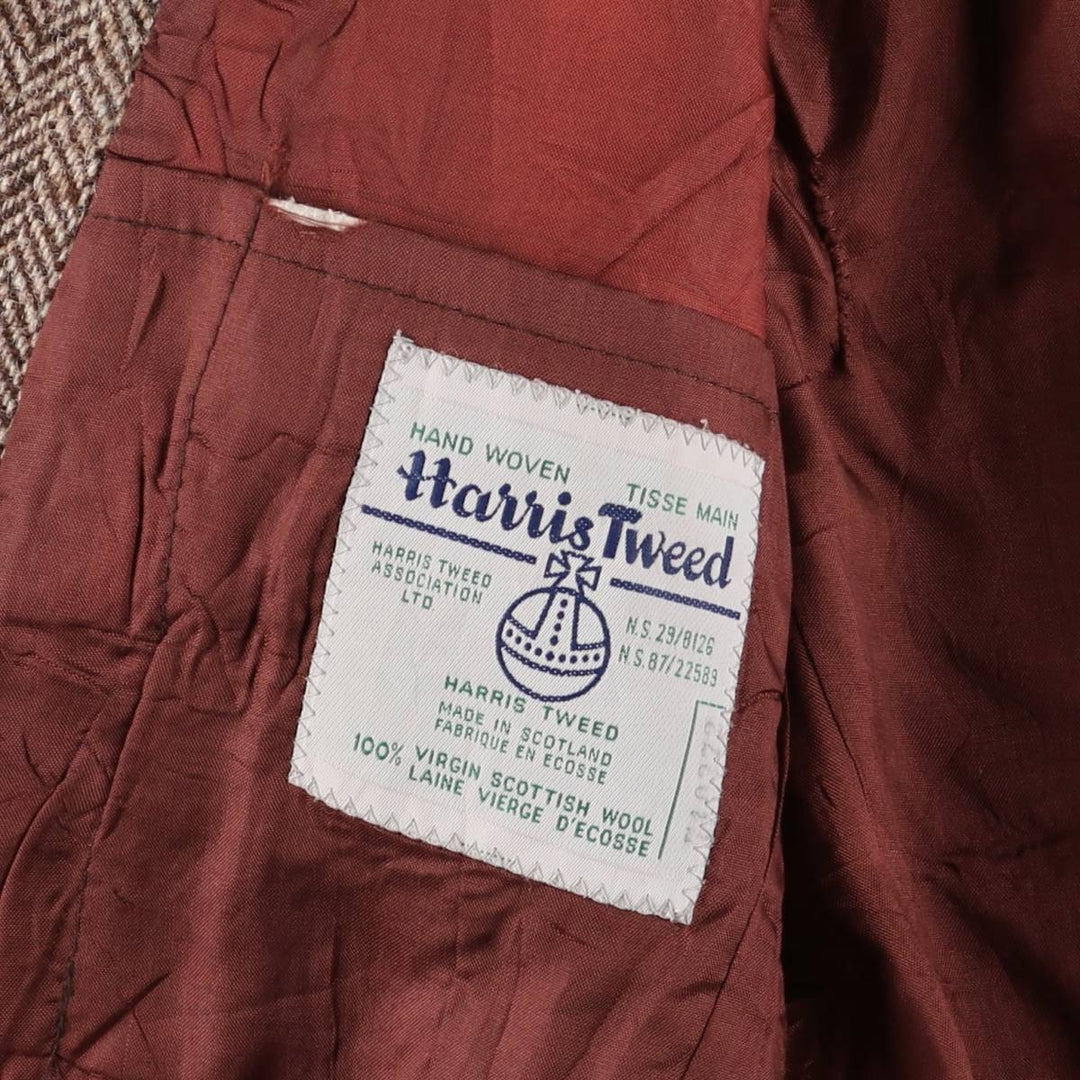 Vintage 1990'S Simpsons Harris Tweed Herringbone Wool Tailored Jacket, Men's Size Medium wool brown type Vintage Second Hand