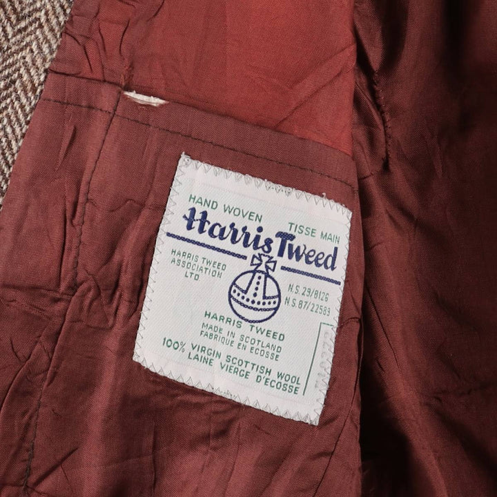 Vintage 1990'S Simpsons Harris Tweed Herringbone Wool Tailored Jacket, Men's Size Medium wool brown type Vintage Second Hand