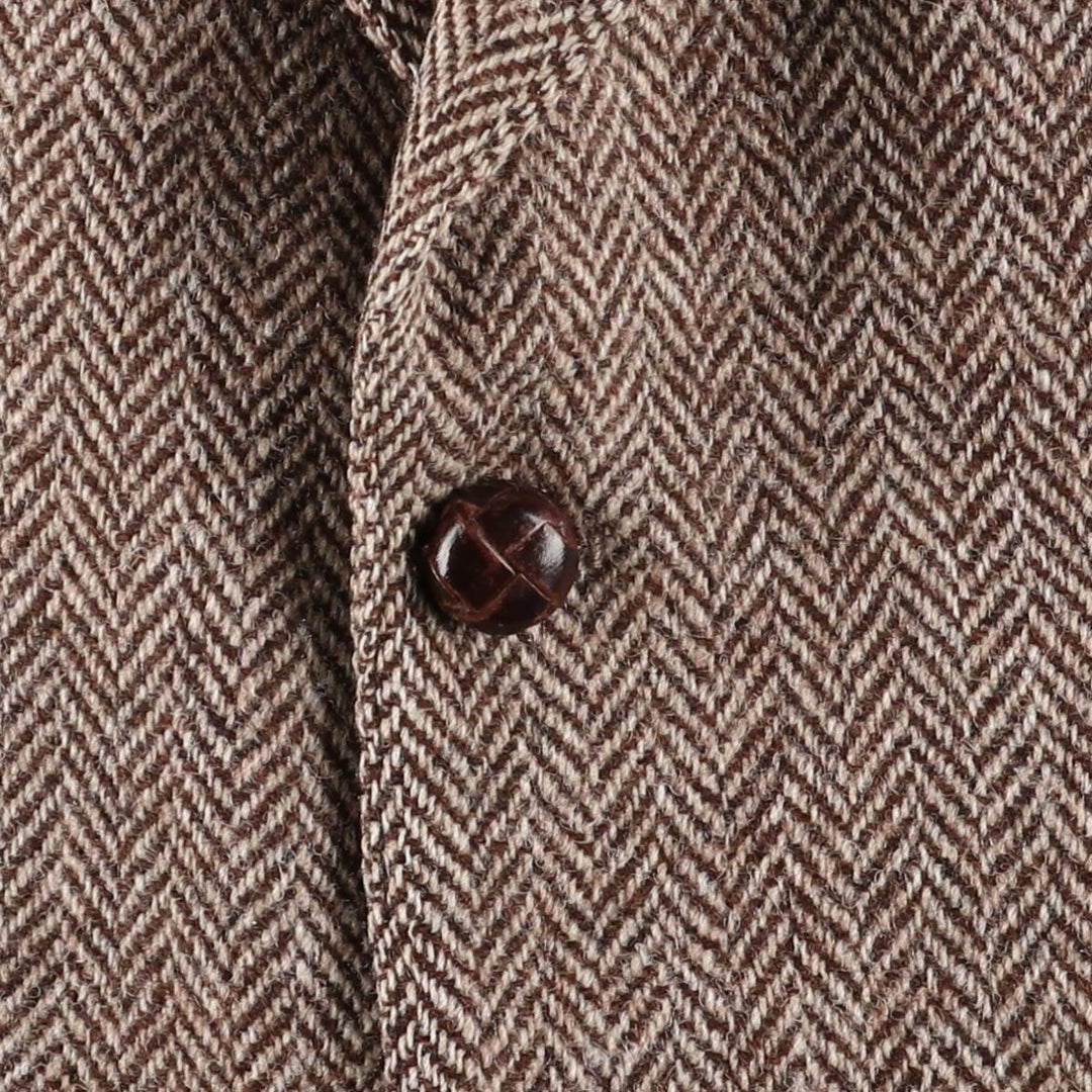 Vintage 1990'S Simpsons Harris Tweed Herringbone Wool Tailored Jacket, Men's Size Medium wool brown type Vintage Second Hand