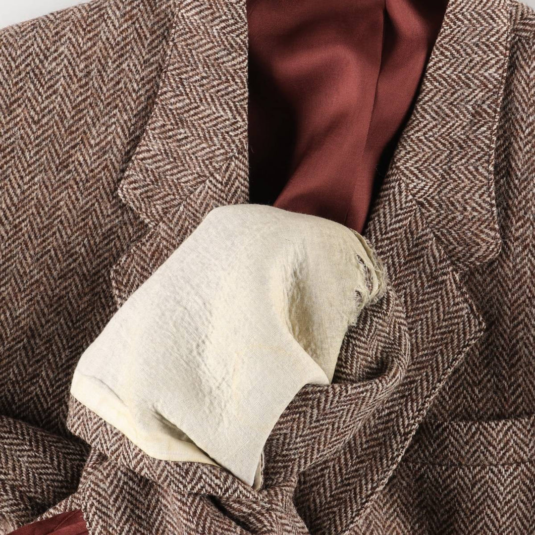 Vintage 1990'S Simpsons Harris Tweed Herringbone Wool Tailored Jacket, Men's Size Medium wool brown type Vintage Second Hand