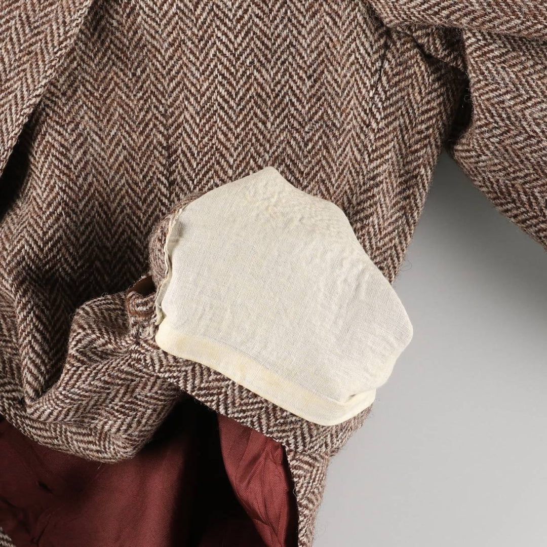 Vintage 1990'S Simpsons Harris Tweed Herringbone Wool Tailored Jacket, Men's Size Medium wool brown type Vintage Second Hand