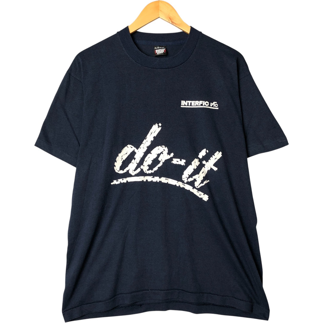90'S Screen Stars Best Message Print T-Shirt, Made in USA, Men's XL, Vintage cotton navy blue type Vintage Second Hand