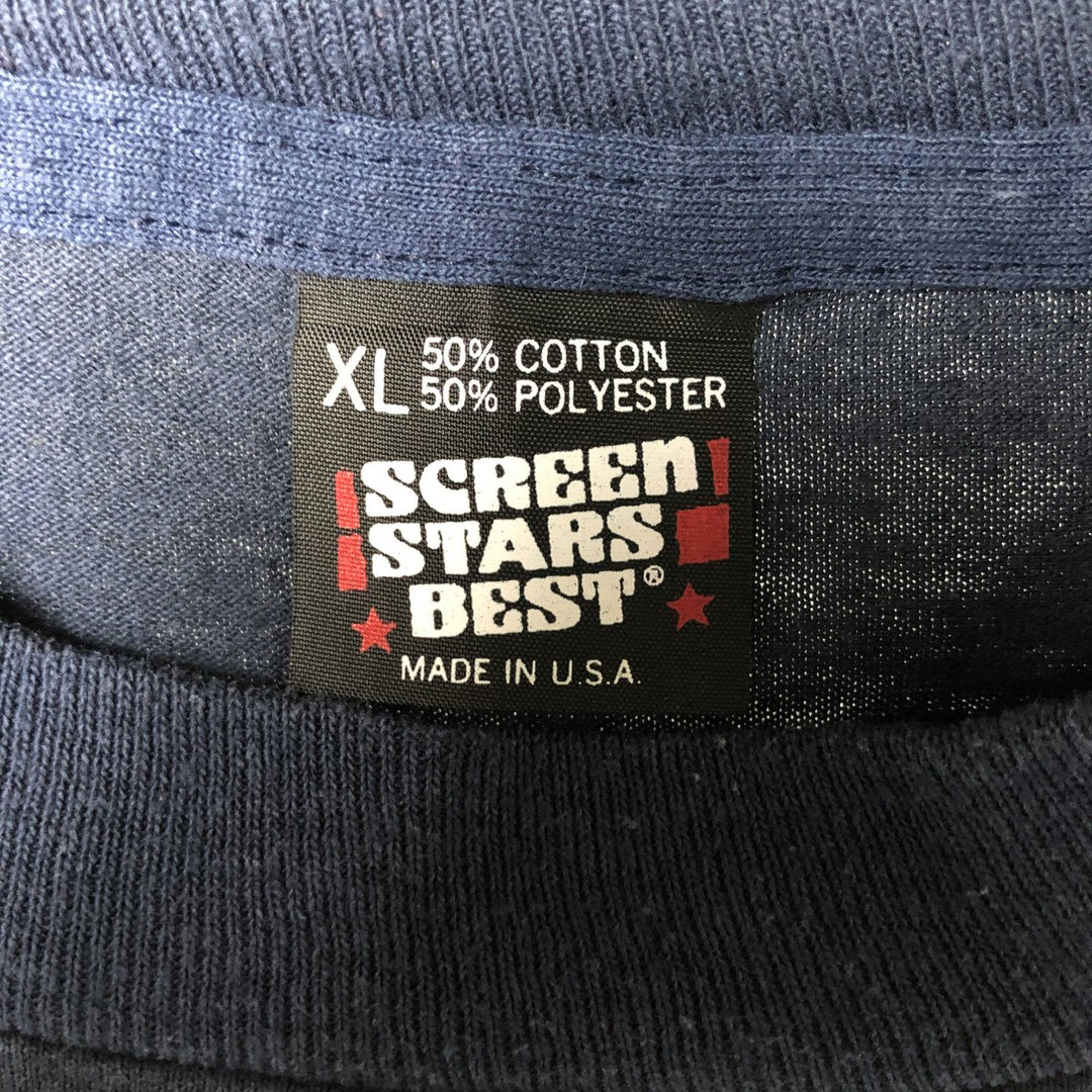 90'S Screen Stars Best Message Print T-Shirt, Made in USA, Men's XL, Vintage cotton navy blue type Vintage Second Hand