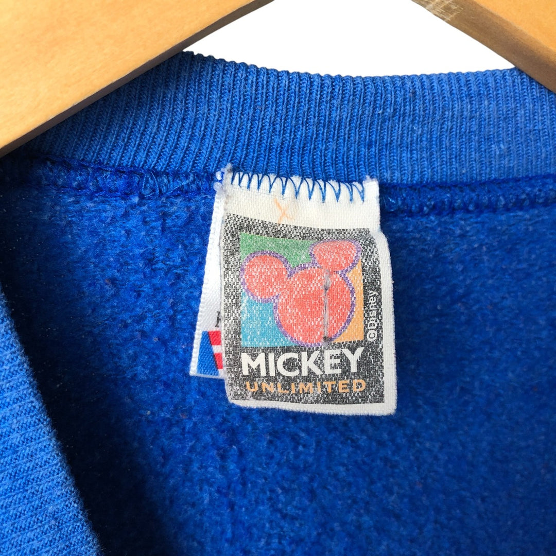 90'S Fruit of the Loom Mickey Mouse character sweatshirt, made in the USA, men's size L, vintage cotton blue type Vintage Second Hand