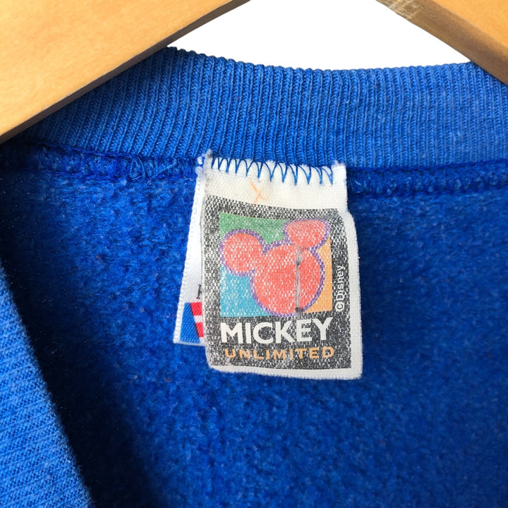 90'S Fruit of the Loom Mickey Mouse character sweatshirt, made in the USA, men's size L, vintage cotton blue type Vintage Second Hand