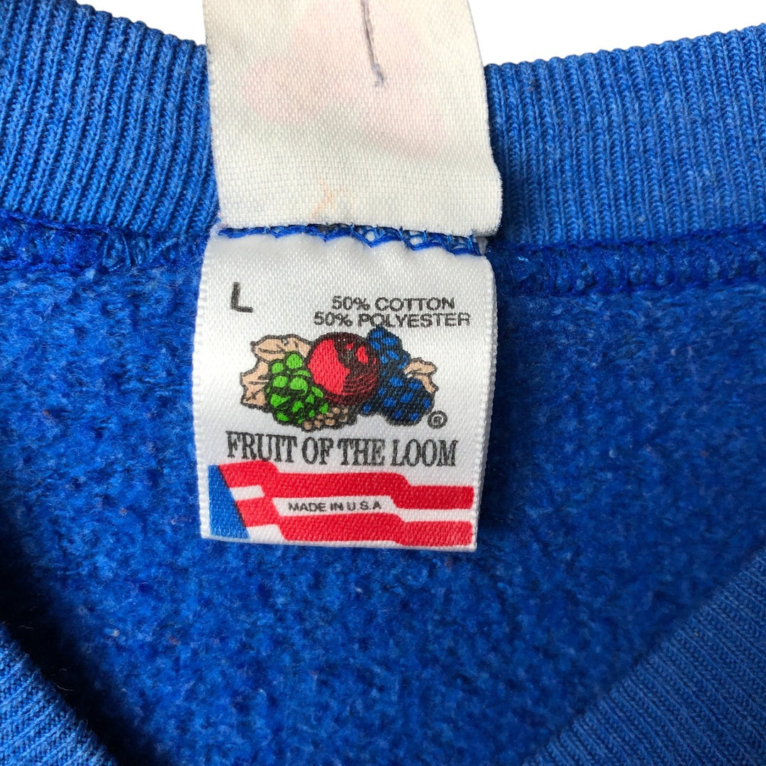 90'S Fruit of the Loom Mickey Mouse character sweatshirt, made in the USA, men's size L, vintage cotton blue type Vintage Second Hand