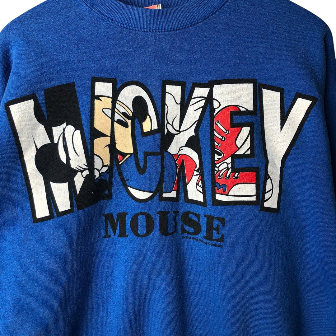 90'S Fruit of the Loom Mickey Mouse character sweatshirt, made in the USA, men's size L, vintage cotton blue type Vintage Second Hand