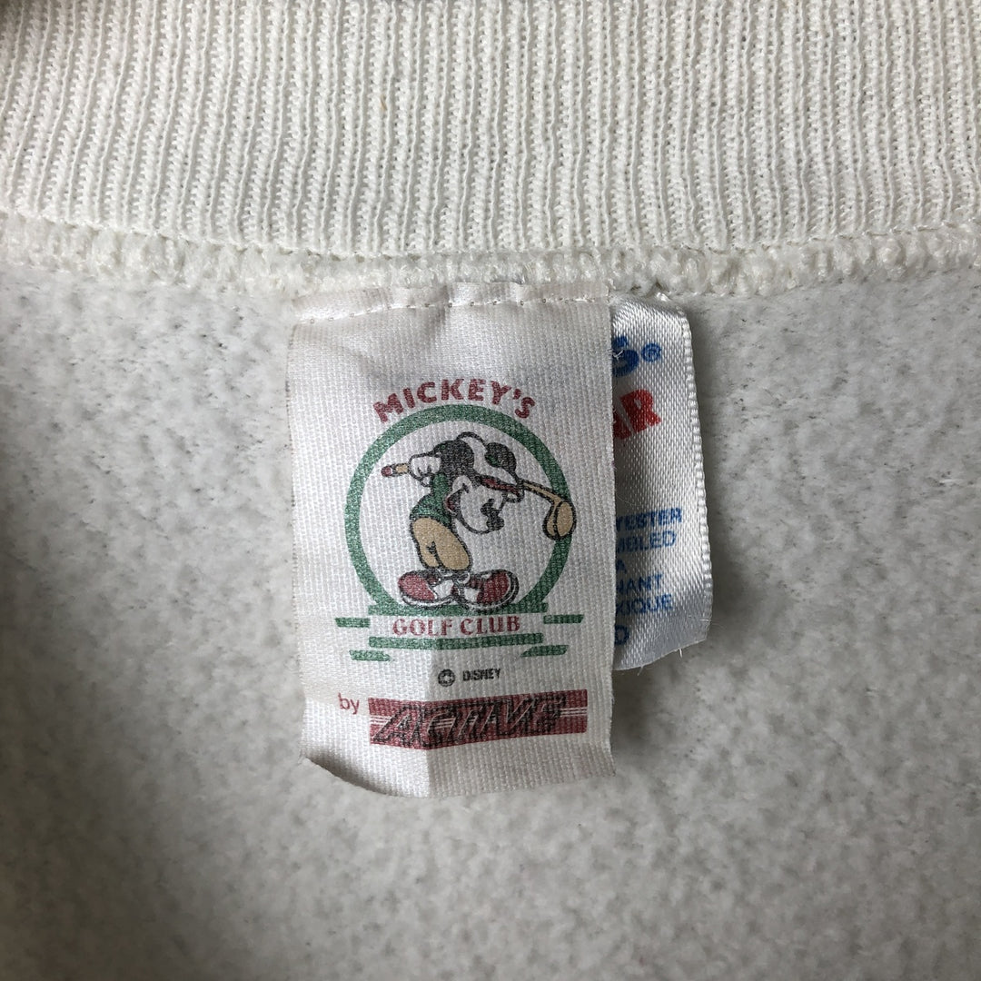 90s-00'S Hanes ACTIVEWEAR Mickey Mouse Character Sweatshirt, Made in USA, Men's Size XL cotton white type Vintage Second Hand