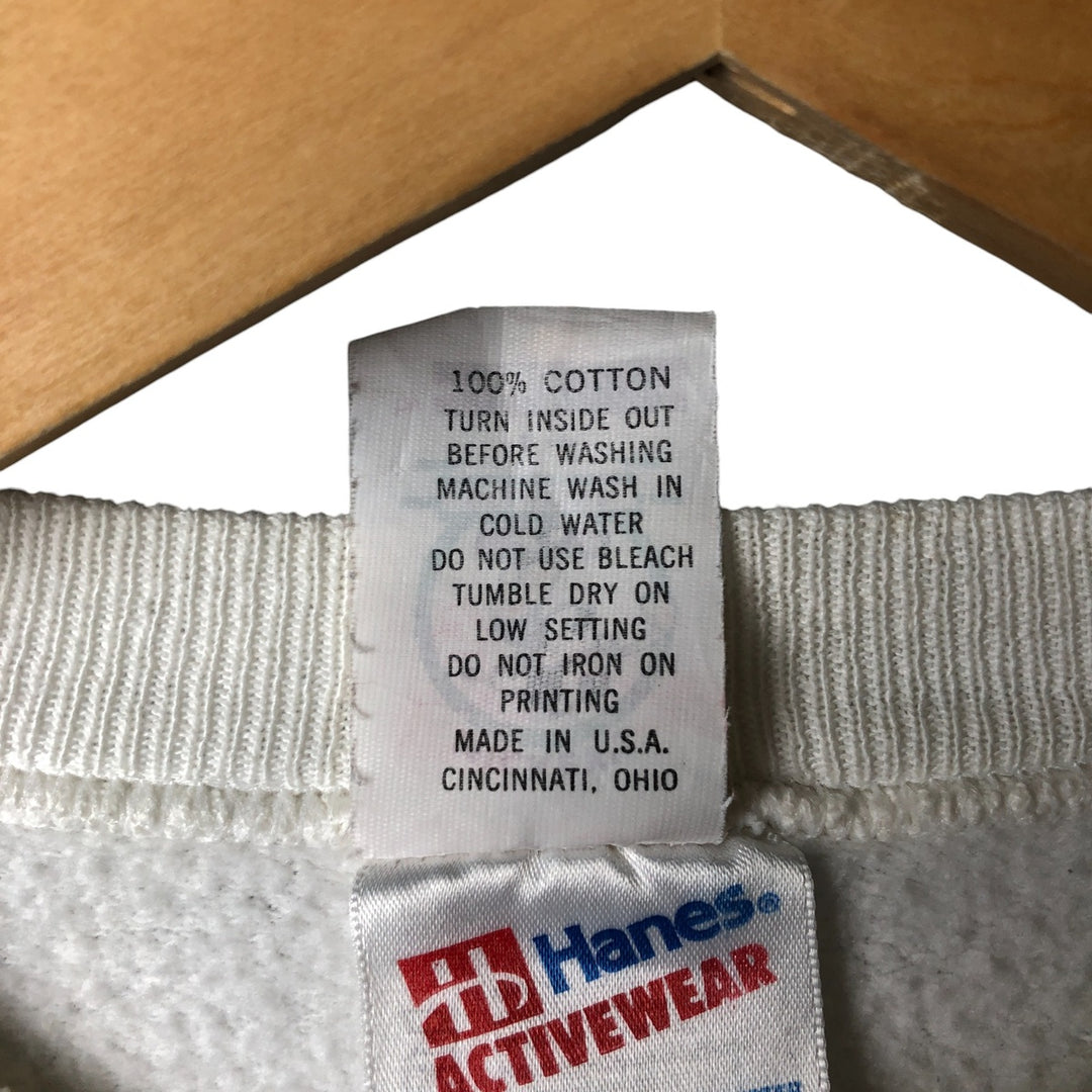 90s-00'S Hanes ACTIVEWEAR Mickey Mouse Character Sweatshirt, Made in USA, Men's Size XL cotton white type Vintage Second Hand