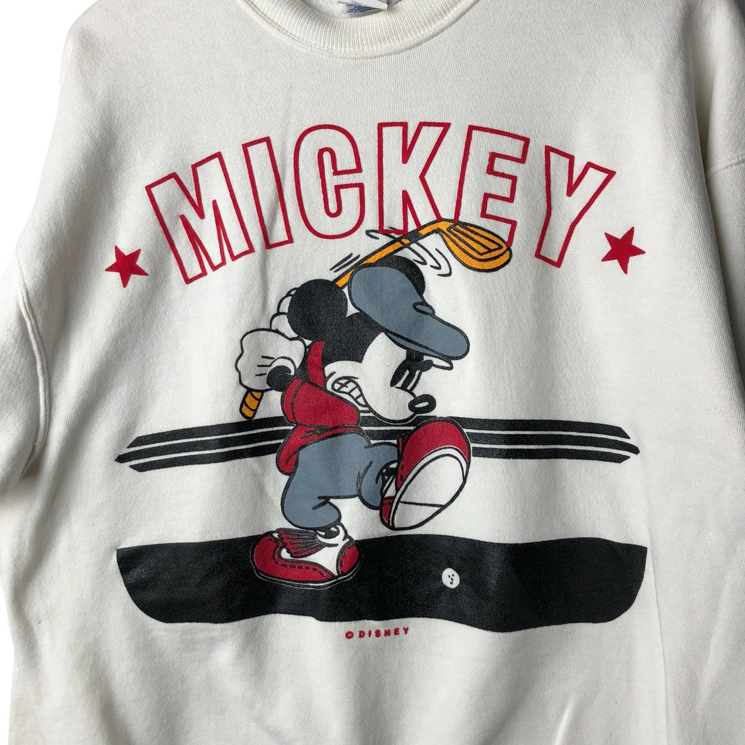 90s-00'S Hanes ACTIVEWEAR Mickey Mouse Character Sweatshirt, Made in USA, Men's Size XL cotton white type Vintage Second Hand