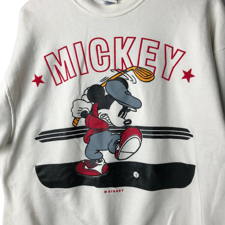 90s-00'S Hanes ACTIVEWEAR Mickey Mouse Character Sweatshirt, Made in USA, Men's Size XL cotton white type Vintage Second Hand