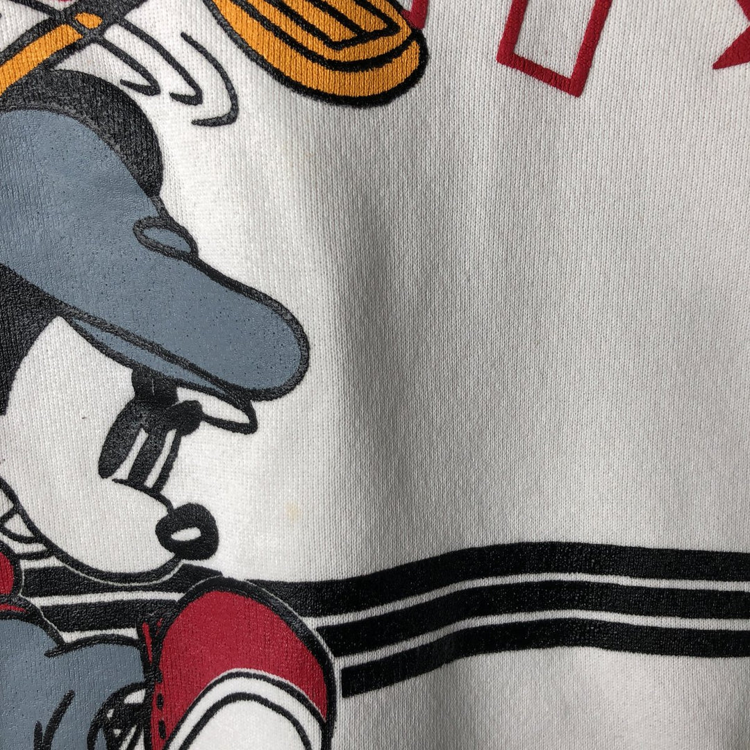 90s-00'S Hanes ACTIVEWEAR Mickey Mouse Character Sweatshirt, Made in USA, Men's Size XL cotton white type Vintage Second Hand