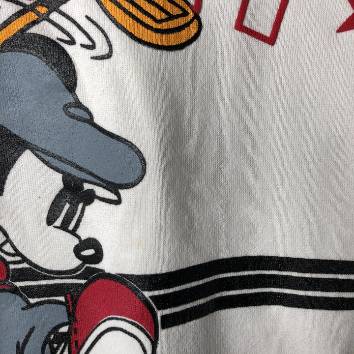 90s-00'S Hanes ACTIVEWEAR Mickey Mouse Character Sweatshirt, Made in USA, Men's Size XL cotton white type Vintage Second Hand
