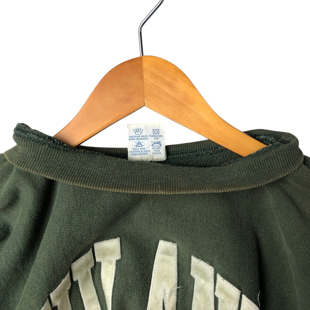 90'S Champion Reverse Weave College Sweatshirt with Embroidered Tag, Made in USA, Men's XXL cotton green type Vintage Second Hand