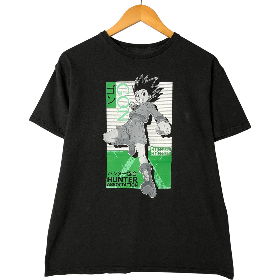 HUNTERxHUNTER GON Anime Character Print T-Shirt, Men's Size L cotton black type Vintage Second Hand