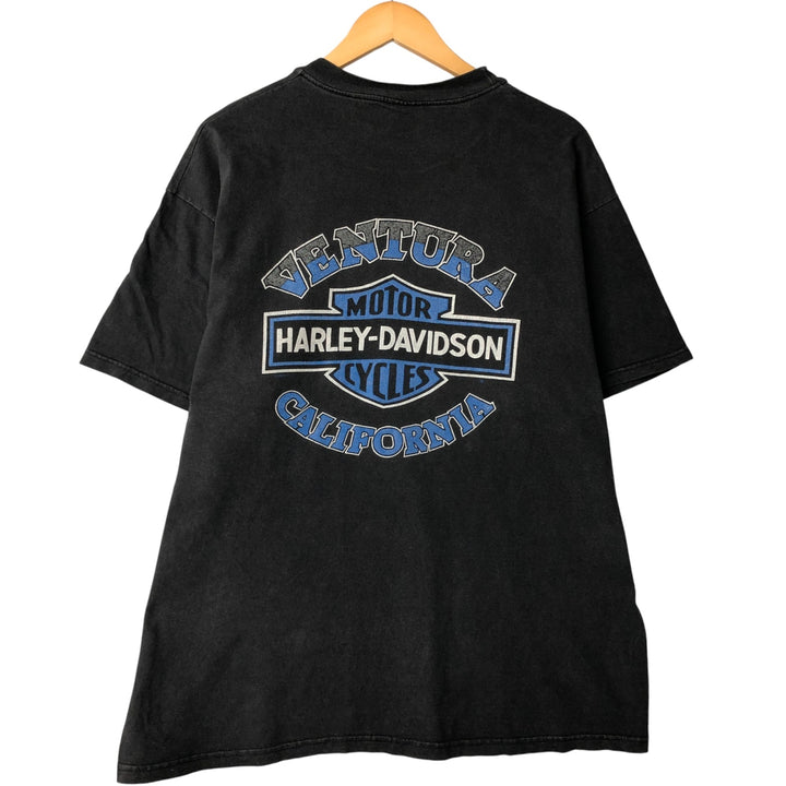 90'S Harley-Davidson Motorcycle Bike T-shirt Made in USA Men's XL Vintage cotton black type Vintage Second Hand