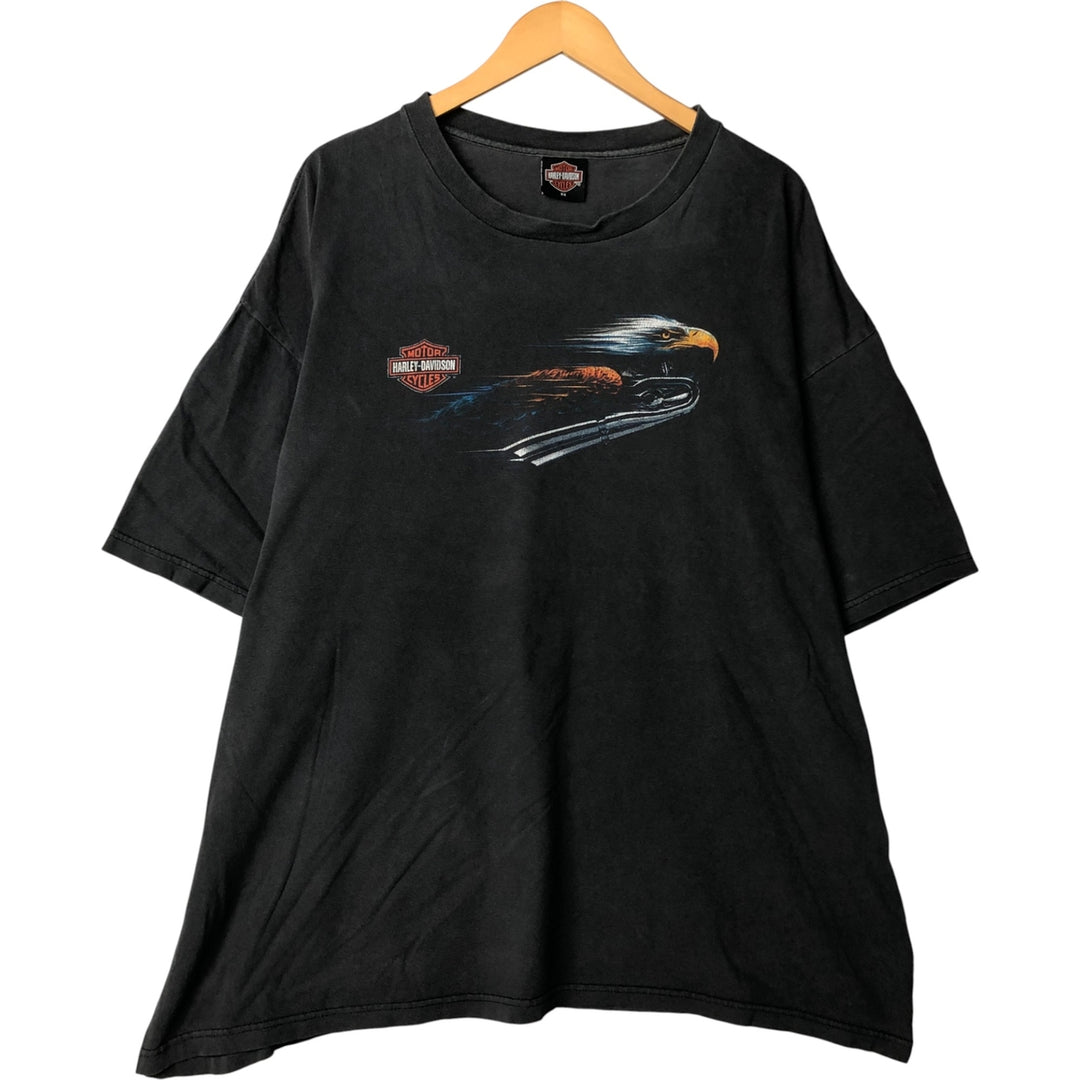 Big Size Harley-Davidson Eagle Pattern Motorcycle Bike T-Shirt Men's XXXL unclear Charcoal Vintage Second Hand