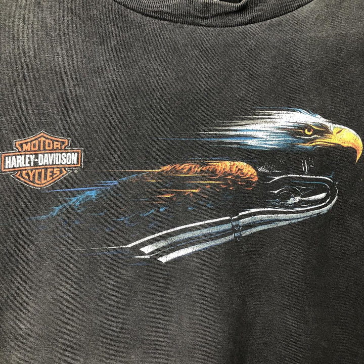 Big Size Harley-Davidson Eagle Pattern Motorcycle Bike T-Shirt Men's XXXL unclear Charcoal Vintage Second Hand