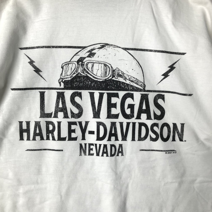 Harley-Davidson Skull Pattern Motorcycle Bike T-shirt Men's L size unclear white type Vintage Second Hand