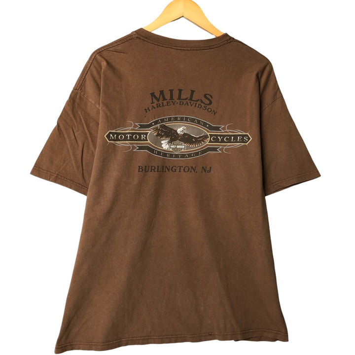Harley-Davidson Eagle Pattern Motorcycle Bike T-shirt Made in USA Men's XL cotton brown type Vintage Second Hand