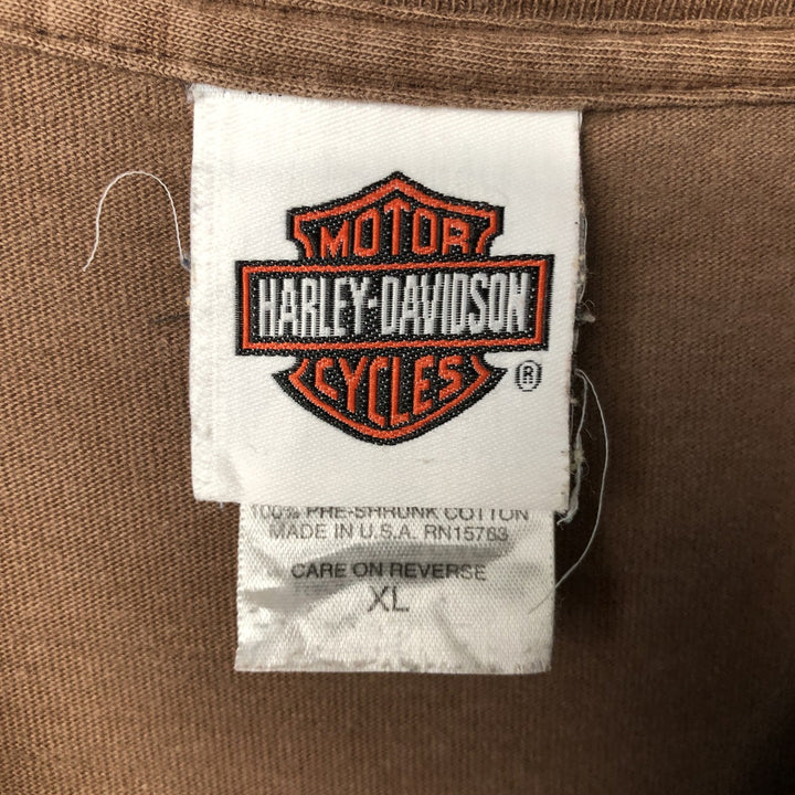 Harley-Davidson Eagle Pattern Motorcycle Bike T-shirt Made in USA Men's XL cotton brown type Vintage Second Hand