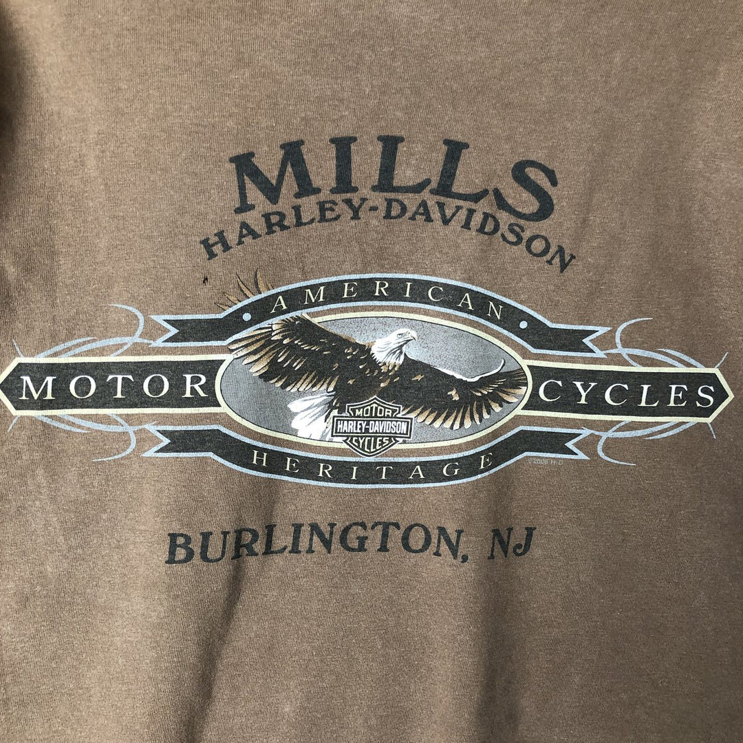Harley-Davidson Eagle Pattern Motorcycle Bike T-shirt Made in USA Men's XL cotton brown type Vintage Second Hand