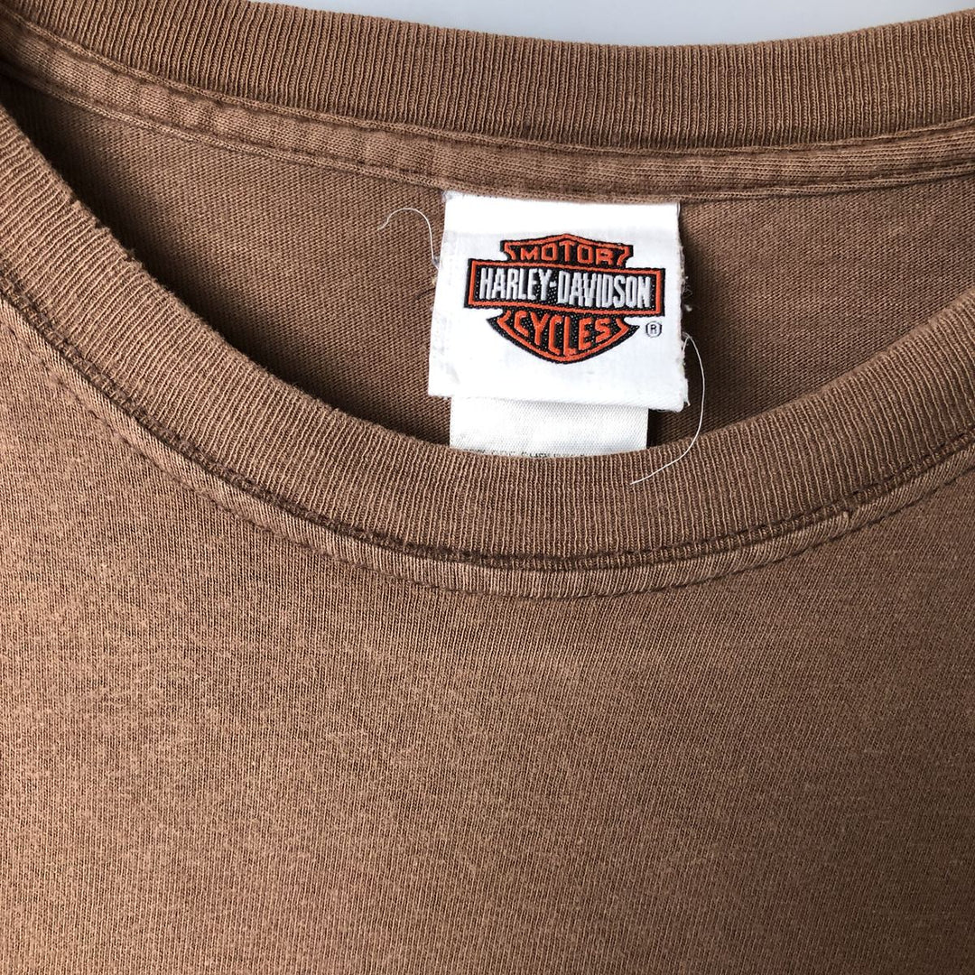 Harley-Davidson Eagle Pattern Motorcycle Bike T-shirt Made in USA Men's XL cotton brown type Vintage Second Hand
