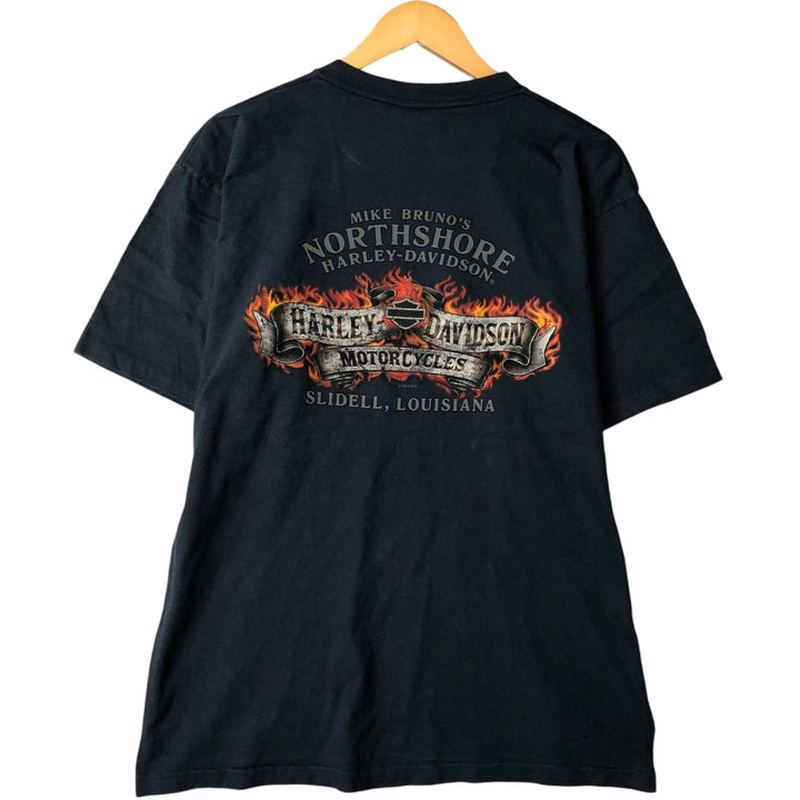 Harley-Davidson Motorcycle Bike T-shirt Made in USA Men's L size cotton navy blue type Vintage Second Hand