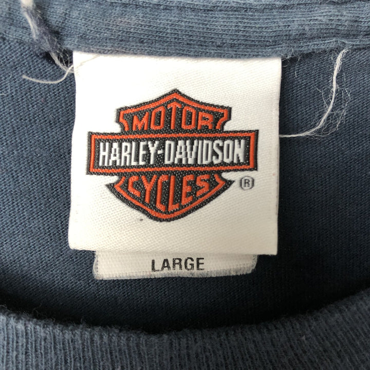 Harley-Davidson Motorcycle Bike T-shirt Made in USA Men's L size cotton navy blue type Vintage Second Hand